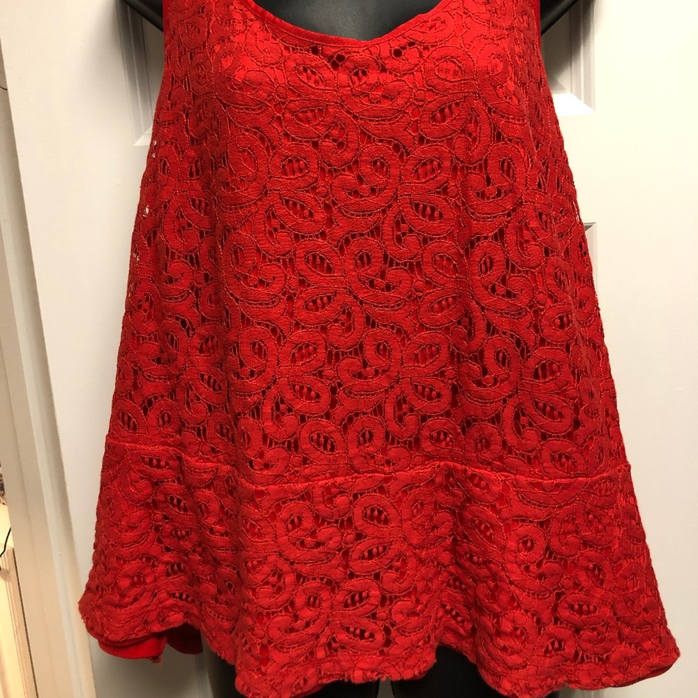 Lane Bryant Red Lace Peplum Cami